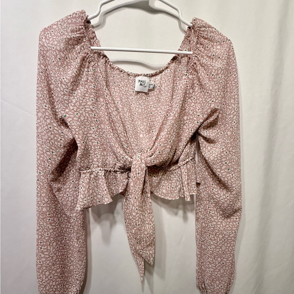 Princess Polly Women's Floral Chiffon Tie Top